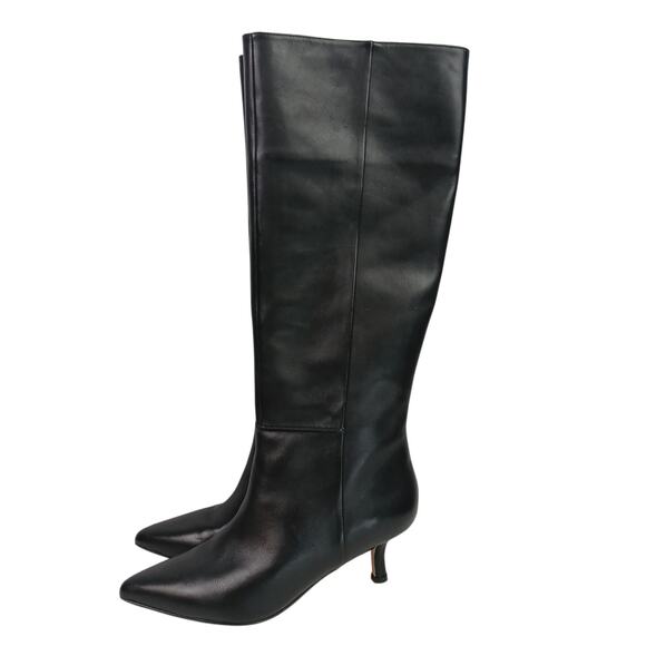 Clarks Women's SZ 8.5 Violet55 Tall Black Soft Leather Boots With Kitten Heels - Picture 4 of 8